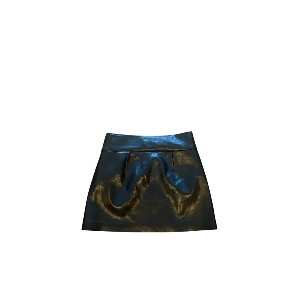 NWT Alice and Olivia Donald high rise faux leather mini skirt size 6 - Picture 11 of 14